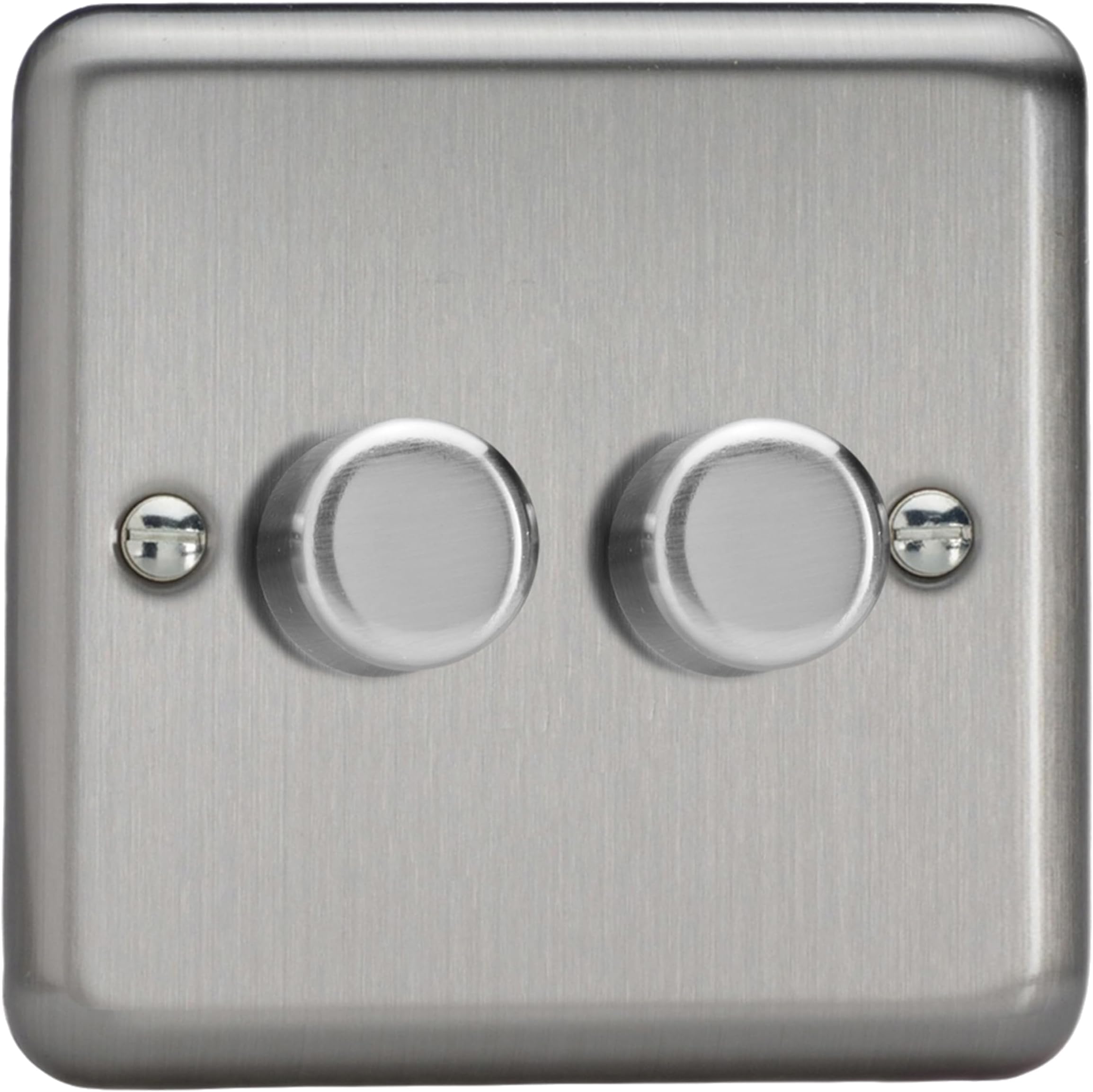 Varilight Double V-Pro Rotary 2-Way LED Dimmer 2 x 0-120W - Value Matt Chrome With Brushed Steel Knob