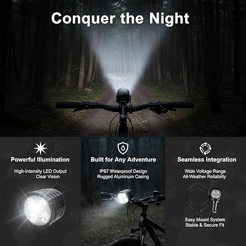 Miniatura 3 de Faro delantero Ebike de 3 pines - PSLER 36V-72V barra de luz para bicicleta, luz delantera de bicicleta eléctrica con bocina