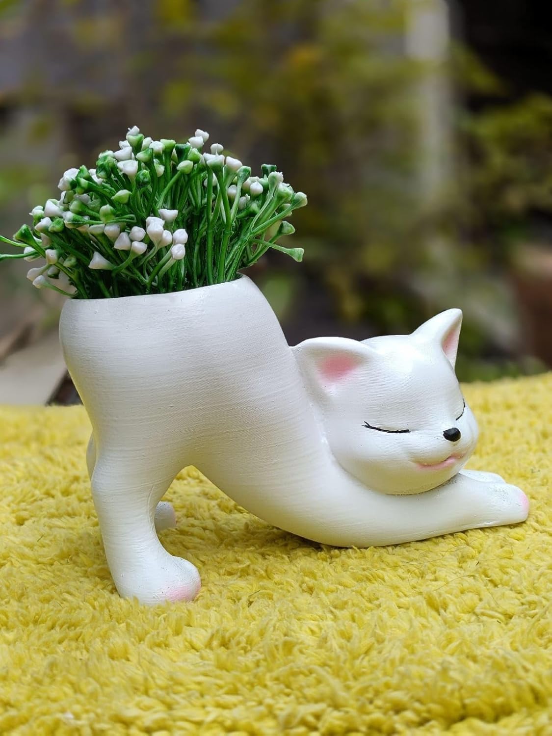 PN Enterprises 3D Cat Design Planter White | Cute Cat Flower Pot for Indoor Plants Succulents | Decorative Animal Planter for Home Living Room Desk Table | White-image-8