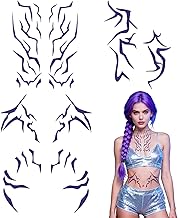 Purple Temporary Patterns Tattoo - Anime-Inspired Temporary Tattoo Stickers Waterproof | Heat Transfer | Easy Apply & Remove, High-Detail Cosplay Body Art for Halloween, Conventions, Party Makeup