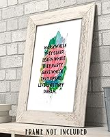 Vista 7 de Work While They Sleep - Live Like They Dream - Motivational Wall Art Poster Print 10x8 Unframed, Typographic Decor for Living Room, Office, and