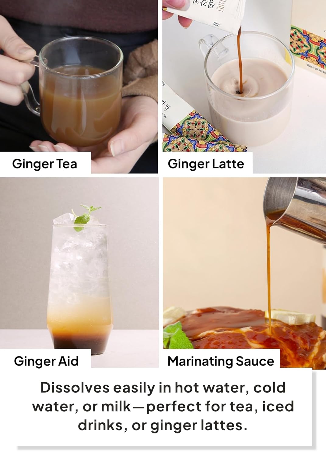 Korean Food Damccot Ginger Tea Stick Gift Set(20ea), Concentrated Korean Ginger Extract for Hot & Iced Tea, Milk Lattes - Image 5