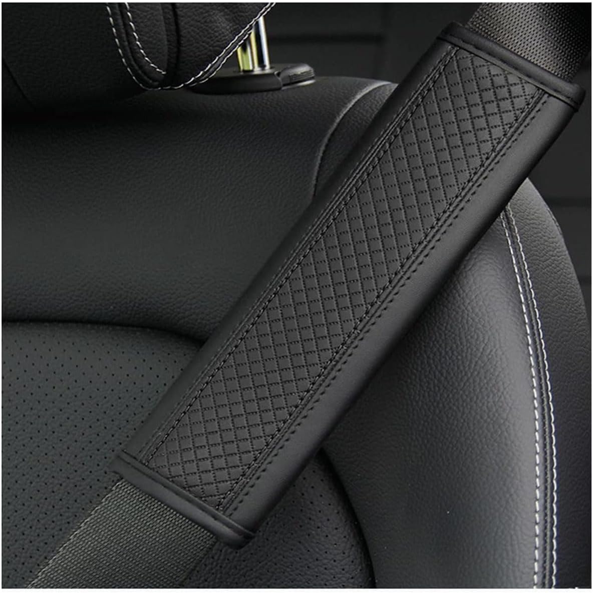 2 PCS Shoulder Pads for Hyundai New 5 Seats SantaFe 2013-2018, Seat Belt Cushion Soft Comfortable Seat Belt Pad Cover for Car Protection Pad Accessories,Black