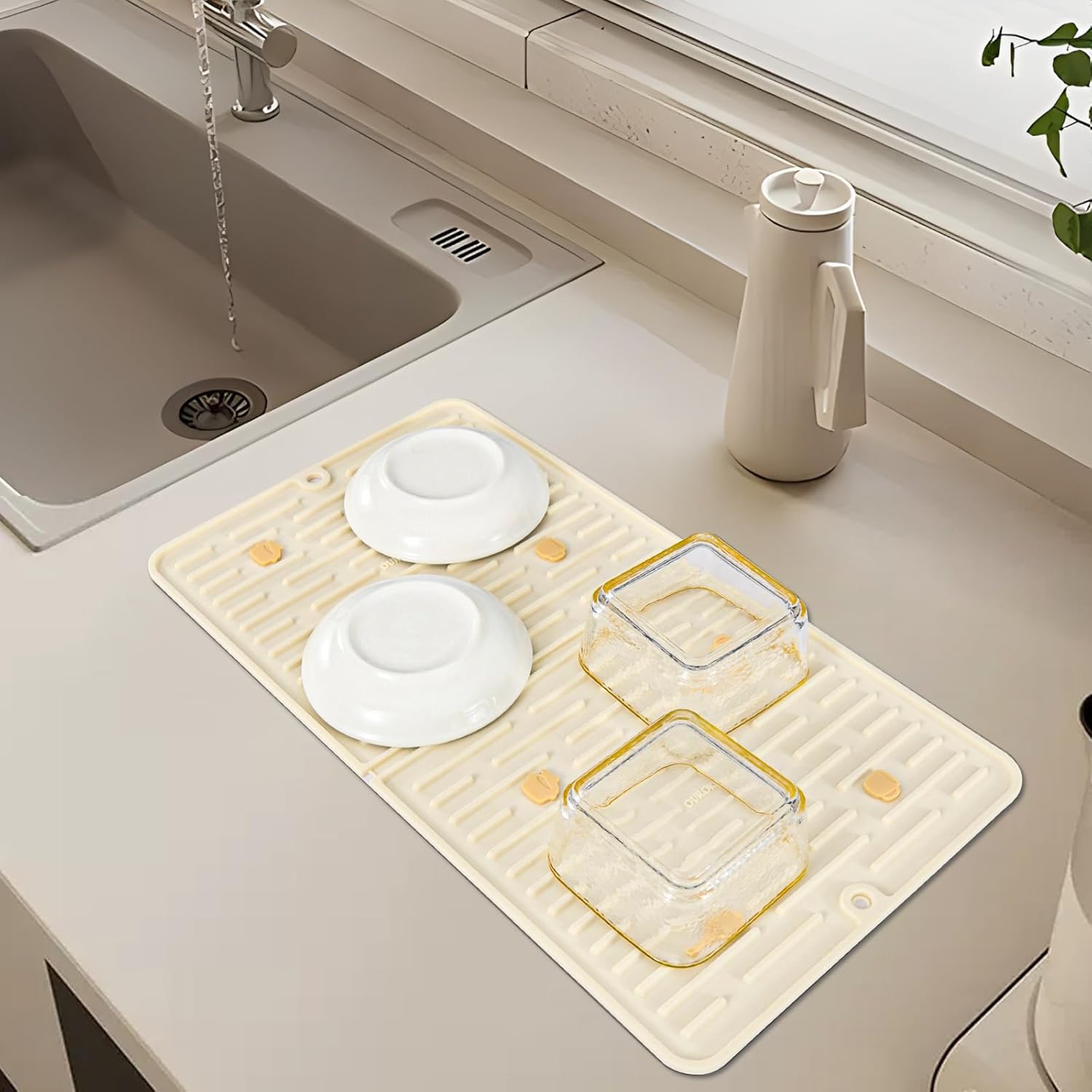 Dish Drying Mat for Kitchen Counter, Slip Resistant Dish Mat,