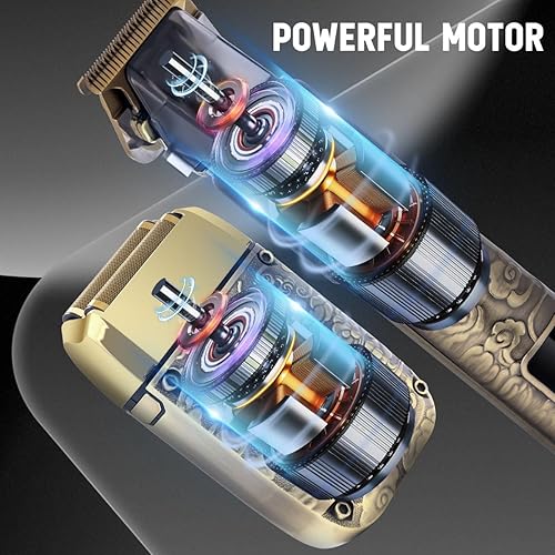 Miniatura 7 de Hatteker Afeitadora de papel de aluminio, kit de afeitadora de cabeza, recortadora de barba para hombres, kit de afeitado de aseo para hombres,