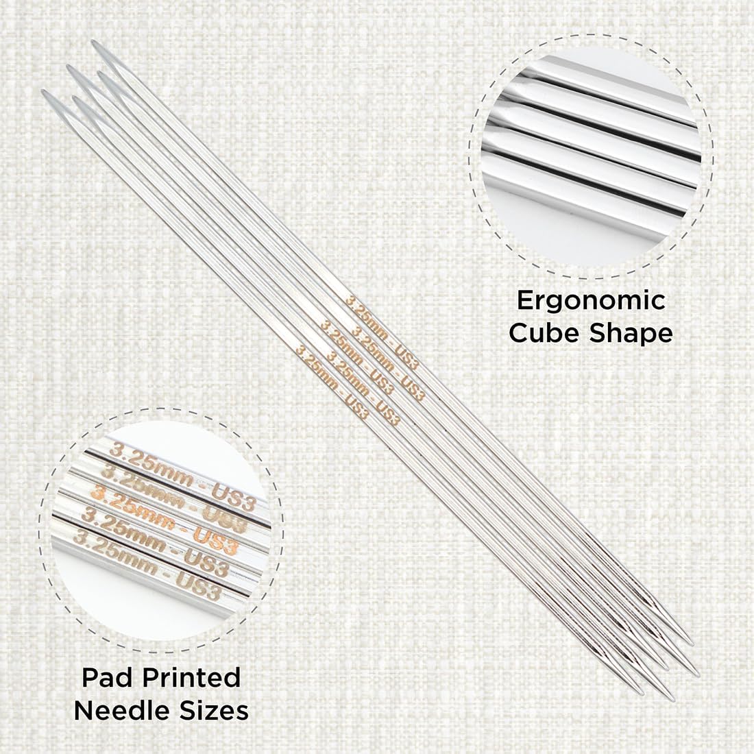 KnitPro Nova Cubics Double Pointed Needles 6" (15cm) | US Size 3 (3.25mm)