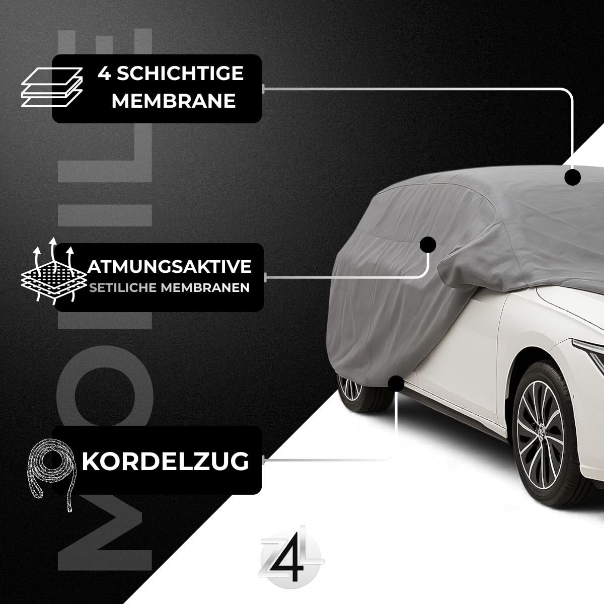 Z4L Premium Autoplane passend für Civic VII, VIII Bj. 2000- / 2006-2012 atmungsaktiv 4-Schicht Outdoor Schutz