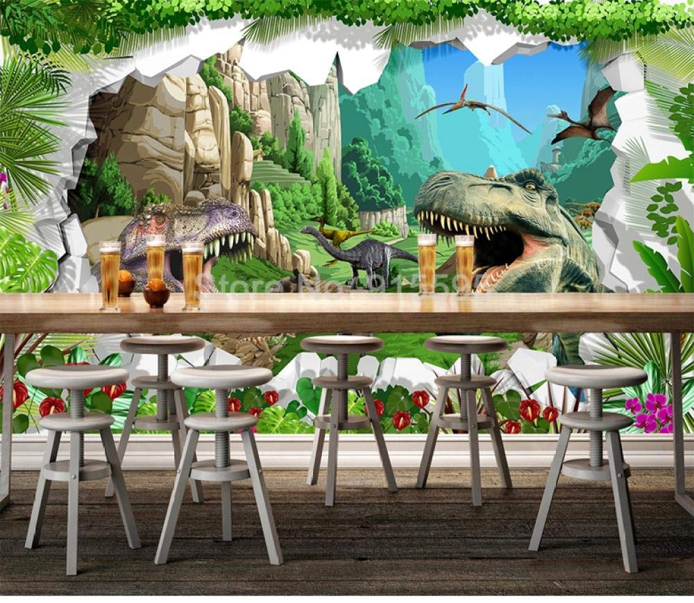 Papier peint panoramique dinosaure 3D xxl pour chambre enfant, décor mural géant 400x280 cm