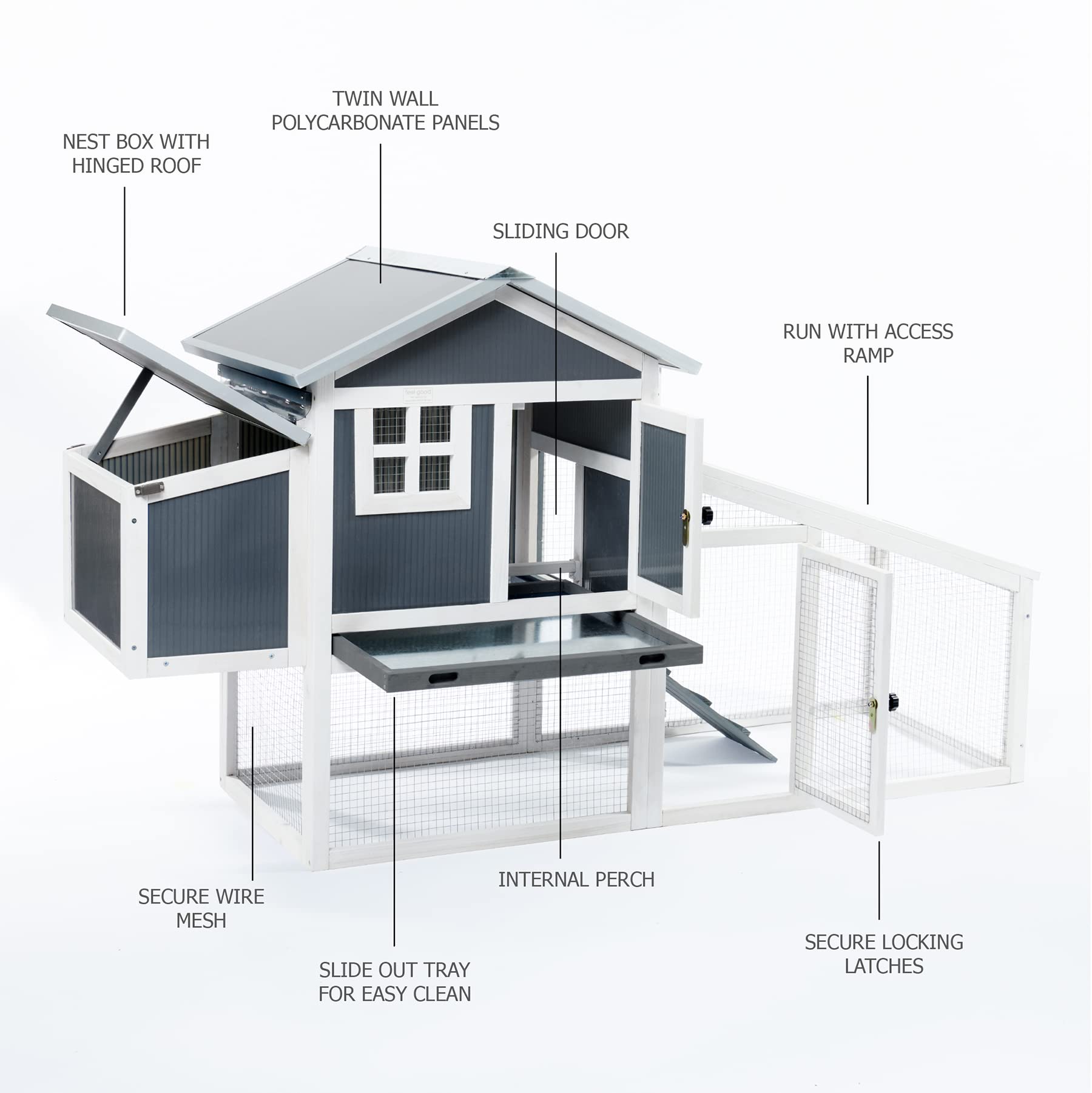 Buy FeelGoodUK Windsor Plastic Chicken Coop and Run Nestbox Ventilation