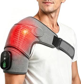 Shoulder Massager, Cordless Shoulder Support Heating Pad with 3-Level Heat & Vibration, Shoulder Brace Electric Massagers for Pain Relief, Rotator Cuff Support for Men Women