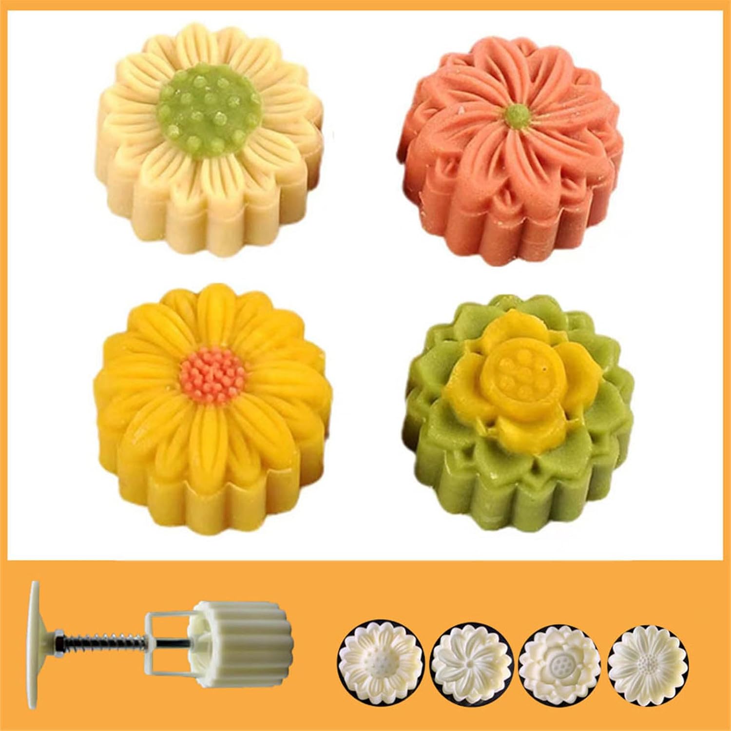 Cookie Stamps Flower Pattern Hand-pressure Maker Making Bakings Tool for Midautumn Festival Flower Pattern for Bakings Shape Hand Press Easy to