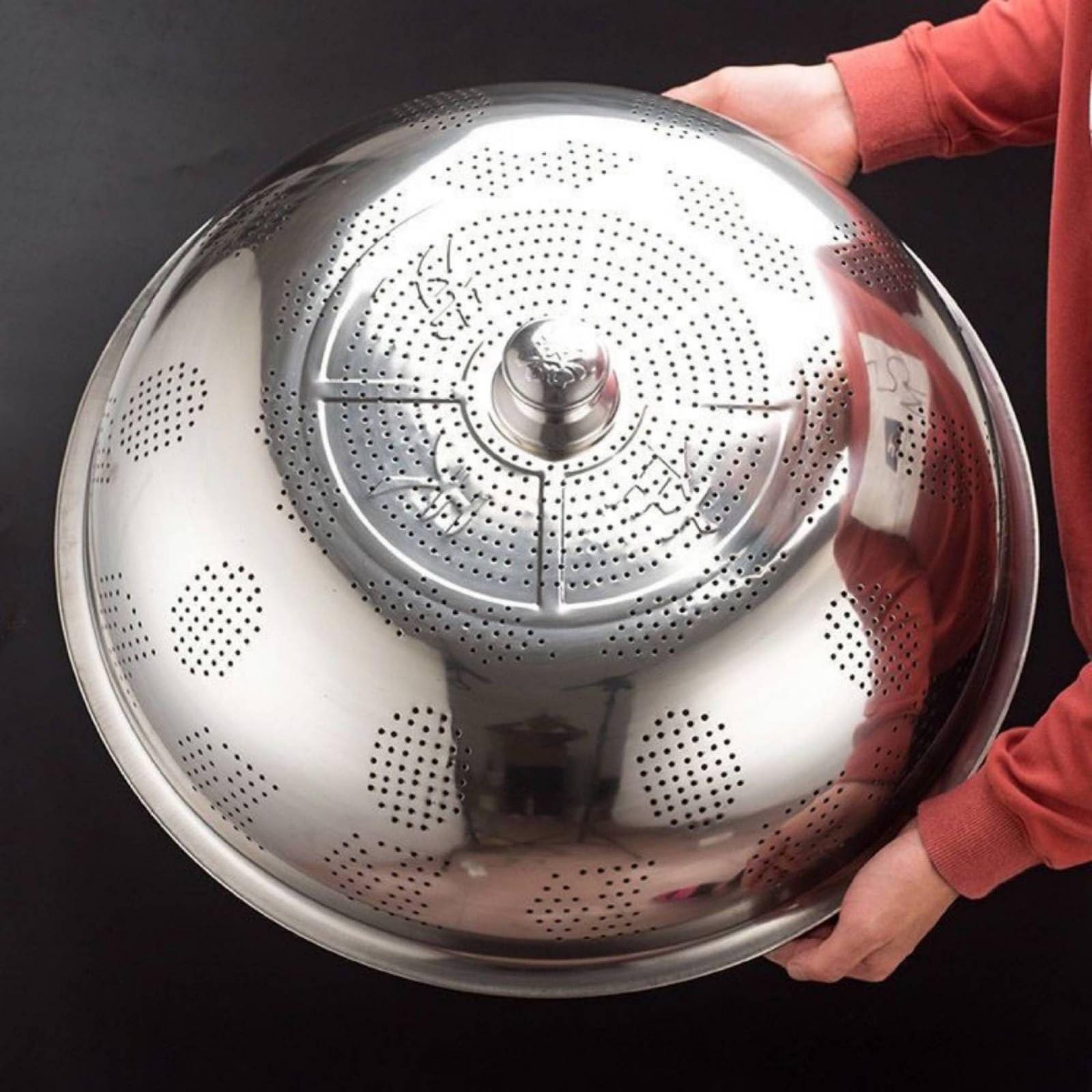 kowaku Couvercle Alimentaire Inox Cloche Dôme Pare-mouches Conception Bombée et Poignée Pratique pour une Mise en Place Rapide Adapté à Cuisine Domestique, 65 Cm