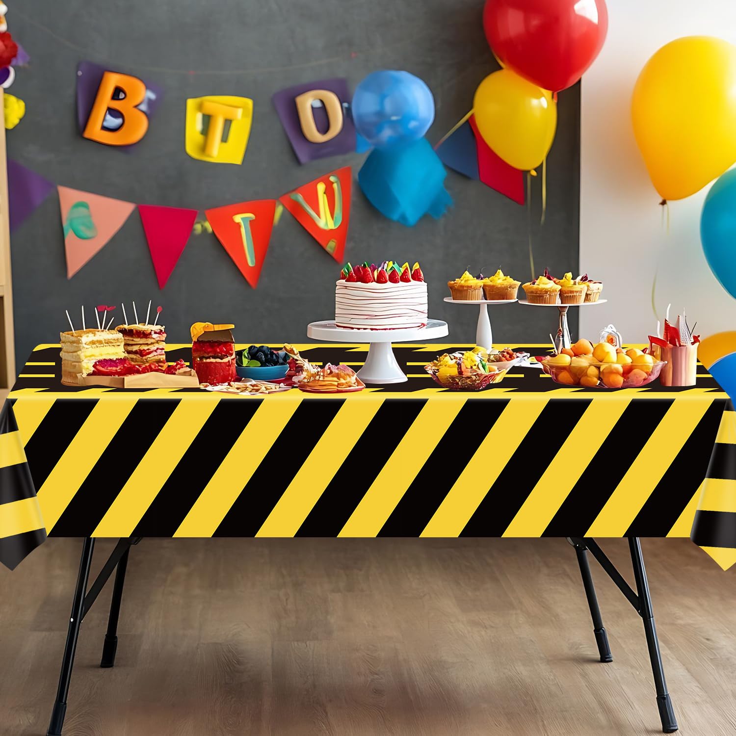 Juego de 4 manteles de construcción para fiestas de carretera, decoraciones de fiesta de camión, mantel de cumpleaños, rectangular, diseño de coches de carreras, para niños, fiestas de bebé,
