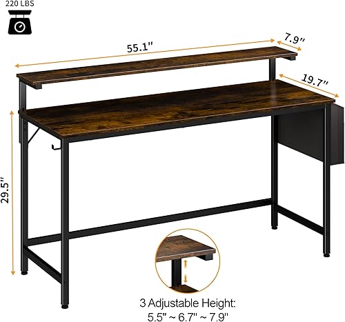 Miniatura 2 de SUNLEI Escritorio para computadora de 39 pulgadas, escritorio de oficina en casa, escritorio para juegos de escritura con bolsa de almacenamiento,