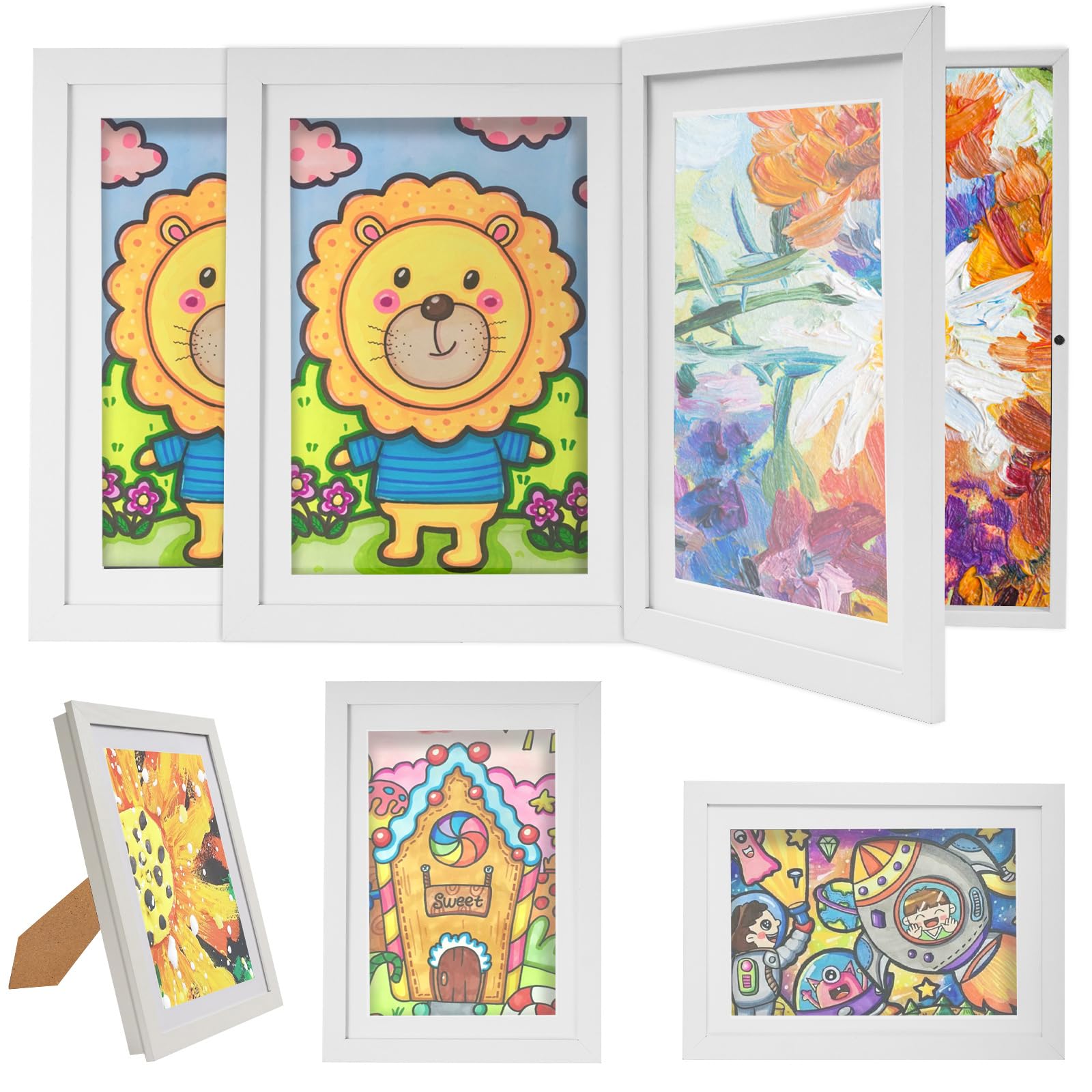 Dachiy Marco Para Dibujos Infantiles Paquete De 3, A4 Marcos con Profundidad, Marcos Para Dibujos Infantiles, Portarretratos Arte Infantil, Marcos Artísticos Para Almacenar O Exhibir Obras De Arte
