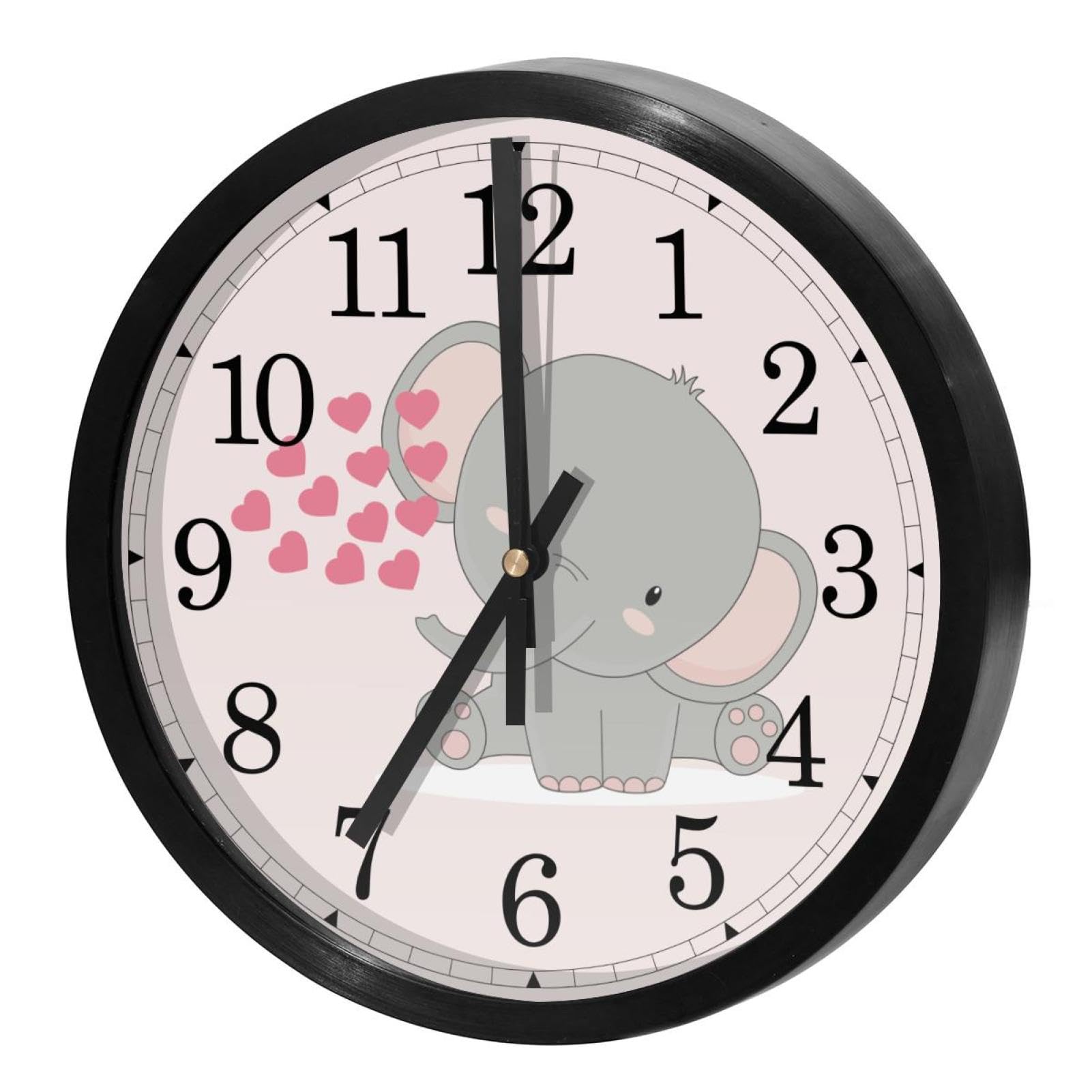 Horloge murale ronde sans tic-tac éléphant pour une décoration de cuisine zen