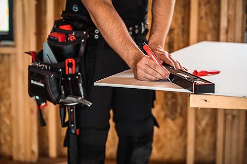 Miniatura 5 de Hultafors Work Gear HT5433 Carpenter's - Bolsa de cuero resistente para uñas y herramientas, bolsillos frontales con doble fuelle