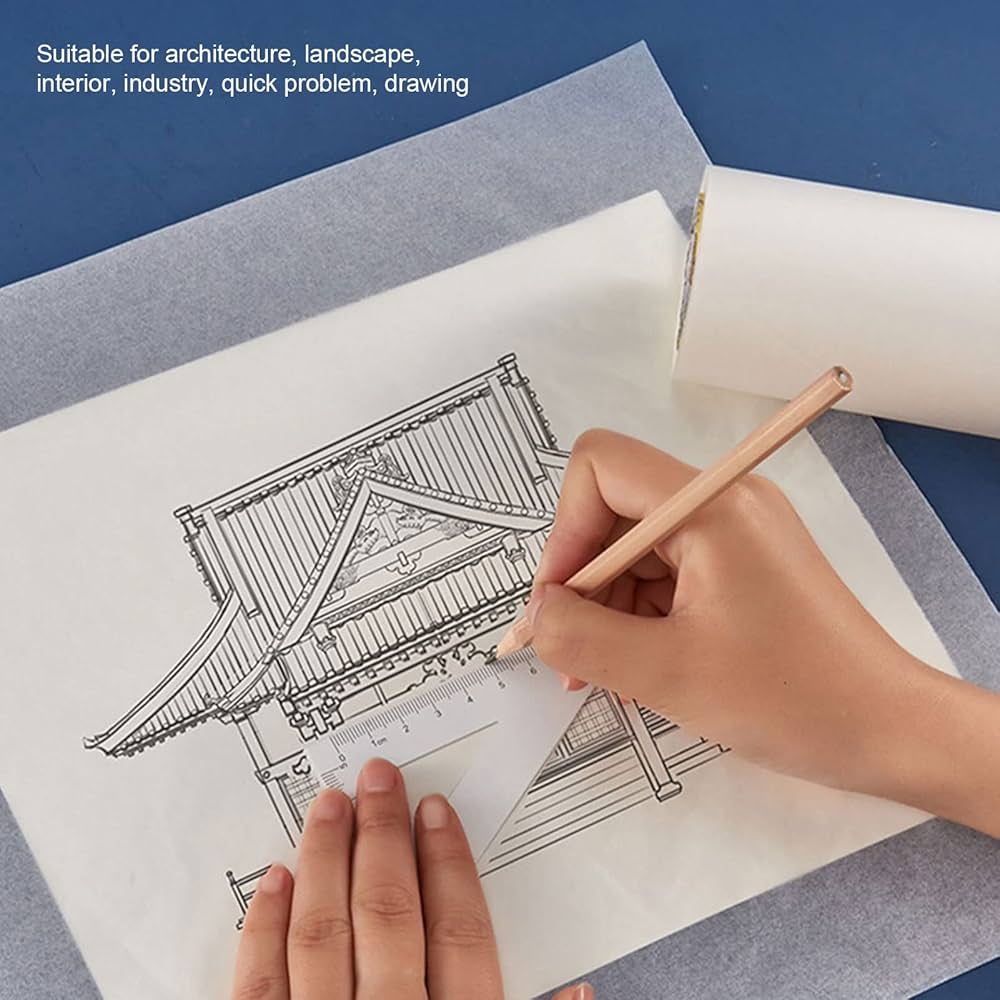 Tracing Paper Roll High Transparency White Pattern Paper For Sewing Dressmaking Sketch Drafting, Applicable For Builders And Designers (23m