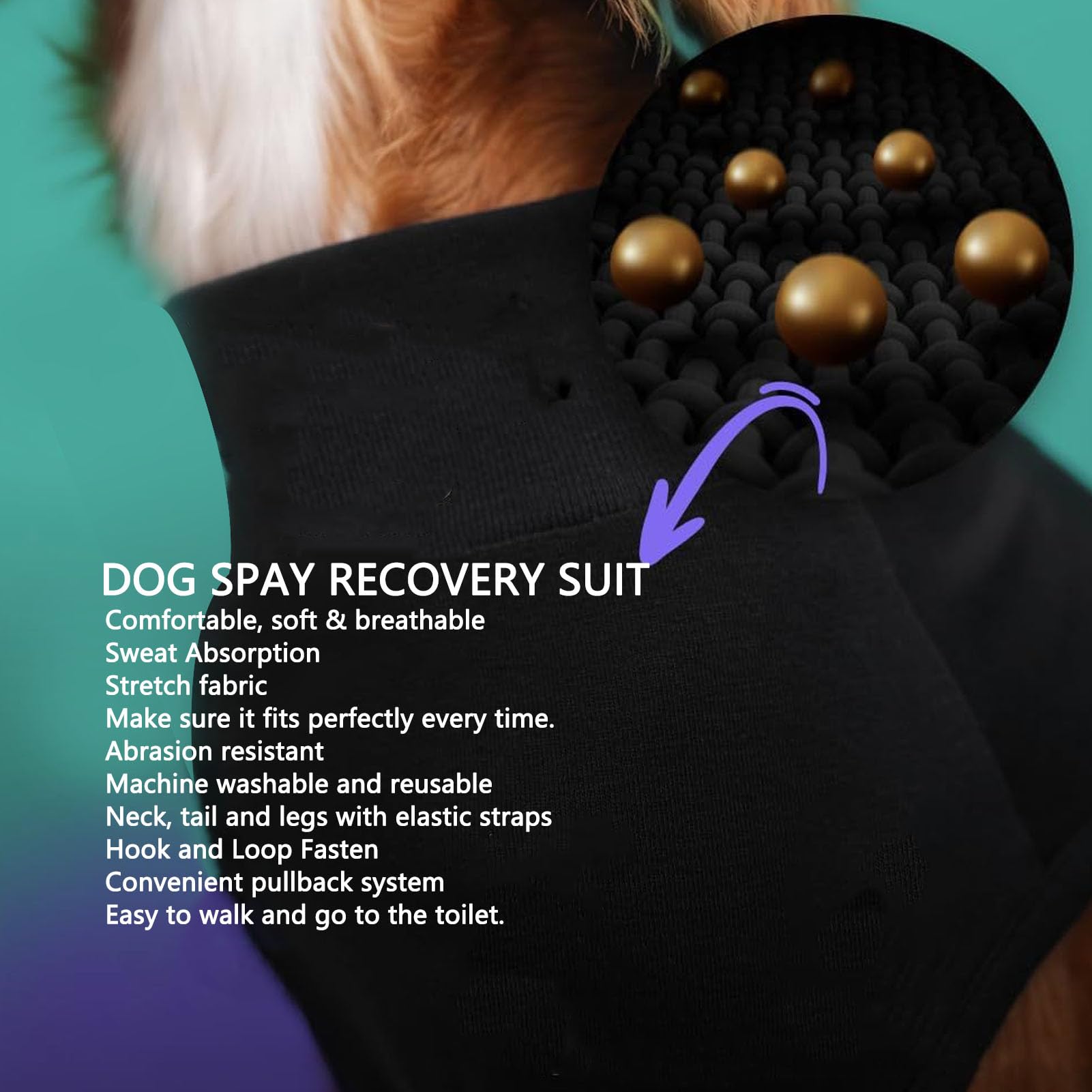 Recovery Suit for Dogs After Surgery Dog Surgery Recovery Suit, Female and Male, Soft Breathable Stretchy Fabric, Anti Lick - Image 2