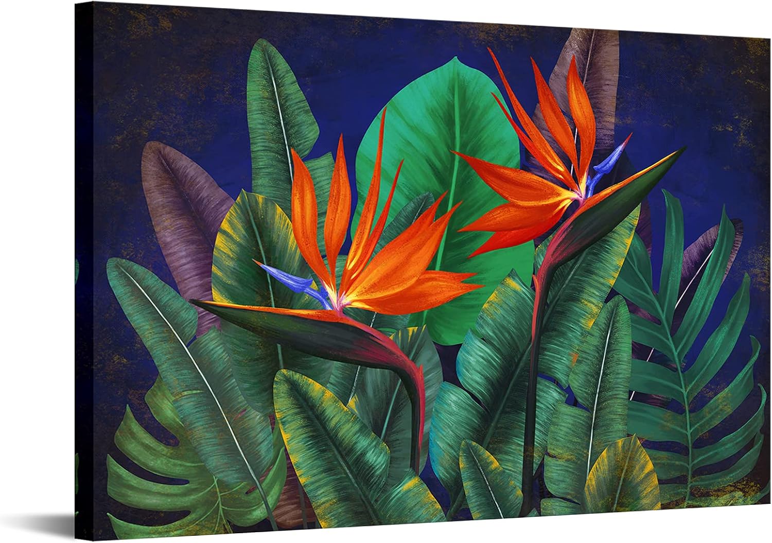 RnnJoile Tropical Flower Canvas Painting Bird of Paradise