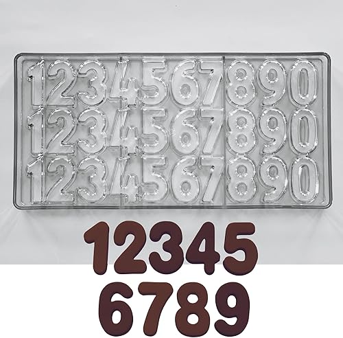 Molde para hacer números de chocolate – Moldes de chocolate profesionales – Policarbonato sin BPA – Haz tus propios números de chocolate en casa o