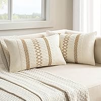 Vista 13 de MIULEE Juego de 2 fundas de almohada decorativas estilo bohemio marrón oscuro de 20 x 20 pulgadas estilo granja rústico, almohadas decorativas