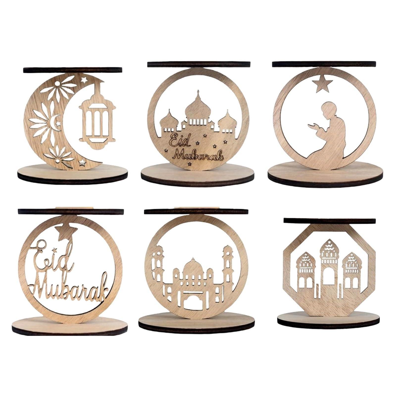 Buxuaaaa Six Candlesticks 6Pcs Friendly Wooden Ramadans Holders For Safe Family Use And Festival Atmospheres Cultural Pattern Decors Styles