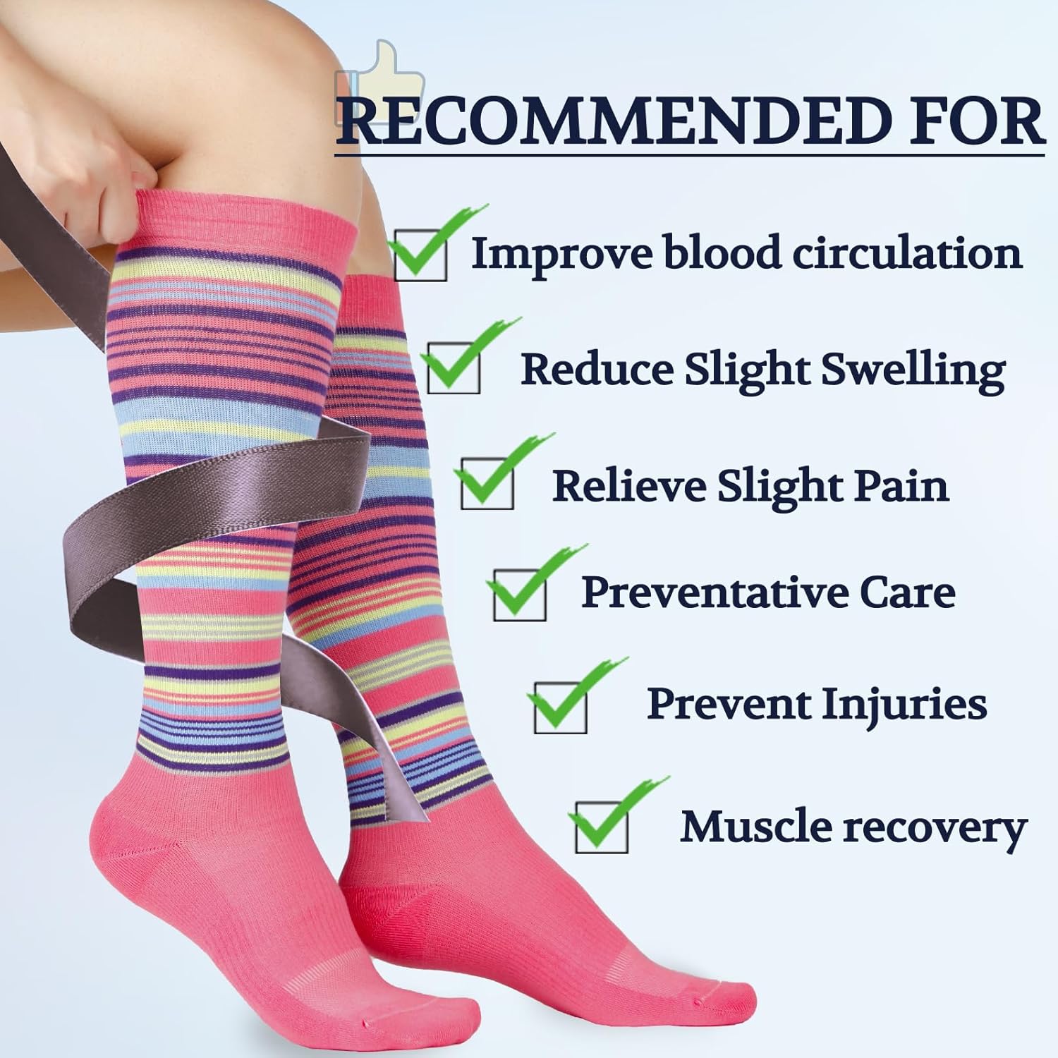 LIN PERFORMANCE Compression Socks for Women and Men 3 Pairs 8-15 mmHg Cotton Knee High Support Socks for Travel Sport - Image 4