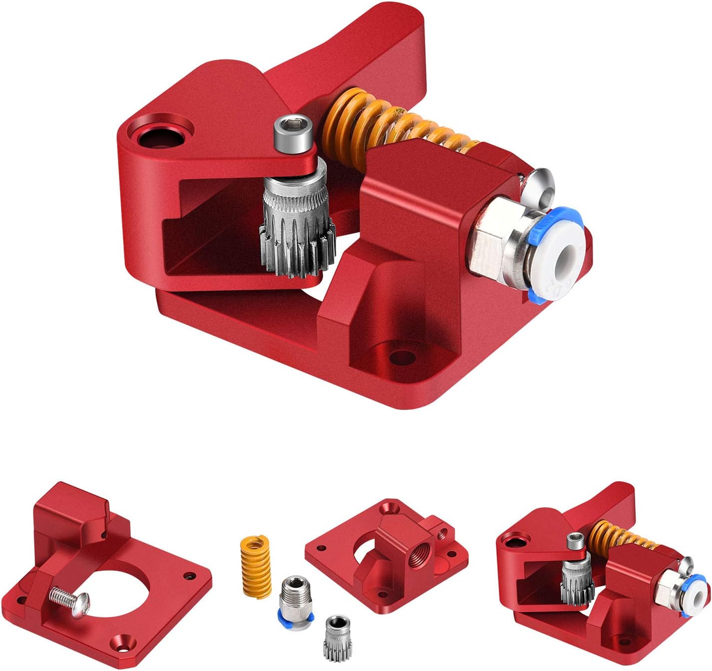 Zeelo Dual Drive Extruder, Aluminum Dual Gear Extruder Upgrade Kit for Tornado/CR-10/ CR-10S/ CR-10S Pro/Ender 3/Anet A8 Anycubic Mega Wanhao i3 (Right Hand)