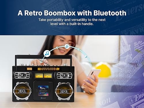 Miniatura 2 de Emerson EPB-3004 Reproductor de CD portátil con radio AM/FM, memoria programable de 20 pistas, altavoces de alto rendimiento, conector de entrada