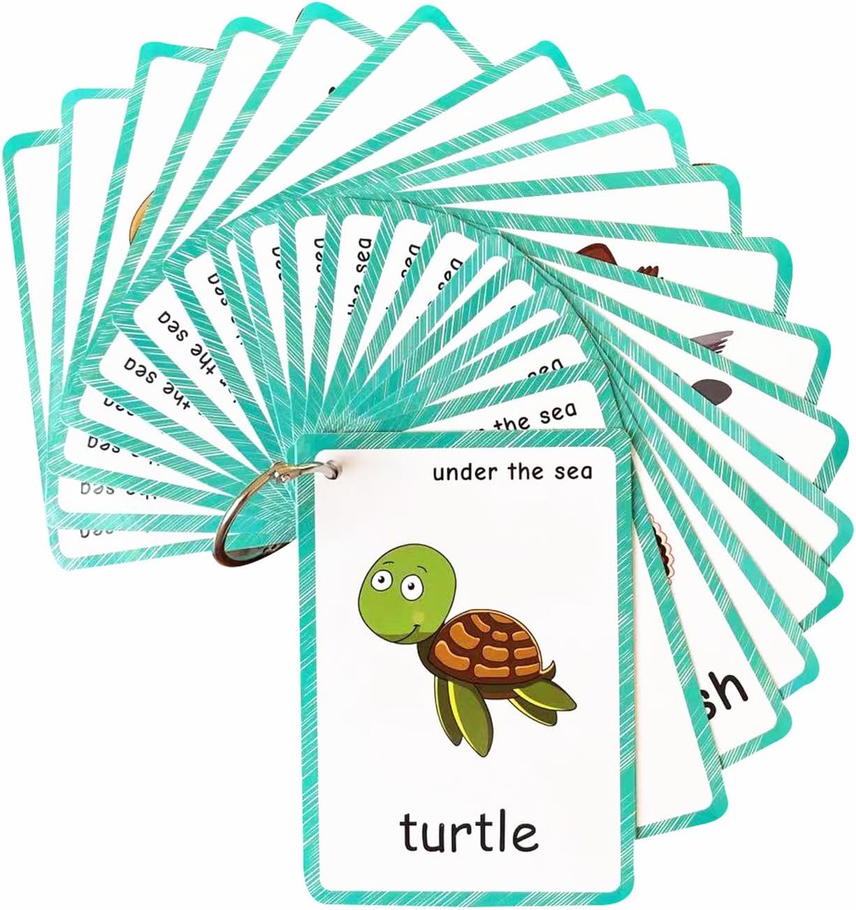 20Pcs Under the Sea Animals Flash Cards, Learning First English Word Cards, for Teacher ESL Teaching Aid Materials, Tools