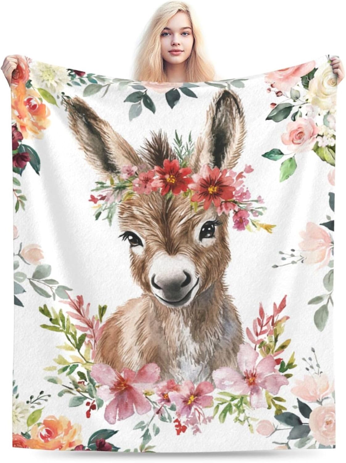 Donkey Gifts: Soft, Warm, Cute Throw Blanket - Lightweight Fleece, Plush, Fuzzy - 40"X50" - Bed Decor for Girls, Women, Kids & Adults - Image 3