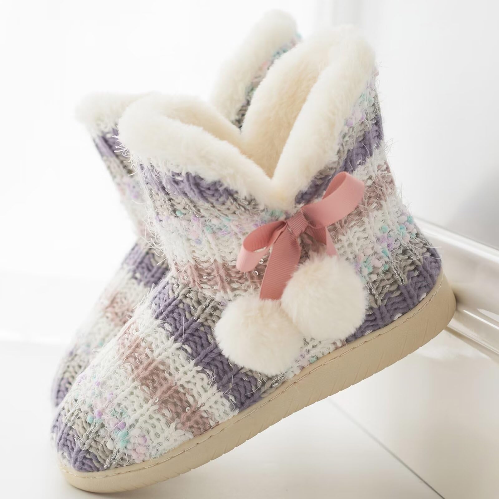 Botas de invierno con forro de felpa de punto para mujer, de espuma viscoelástica, para interiores y exteriores