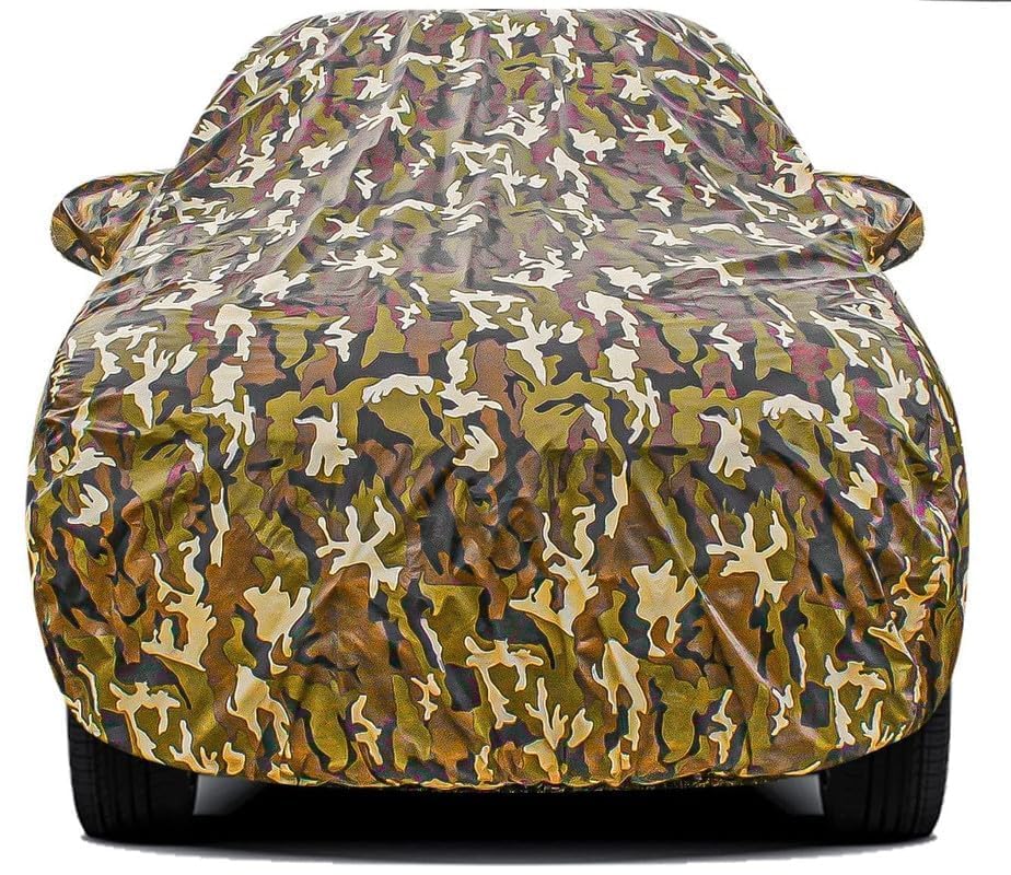 Image of PROTEGO All Weather Protection Car Cover for Ford Ecosport | Anti Dust, 100% Waterproof, Custom Fit, Multi-Layered, Elastic Grip, Buckle Hook with Mirror & Antenna Pocket | (Military Jungle)