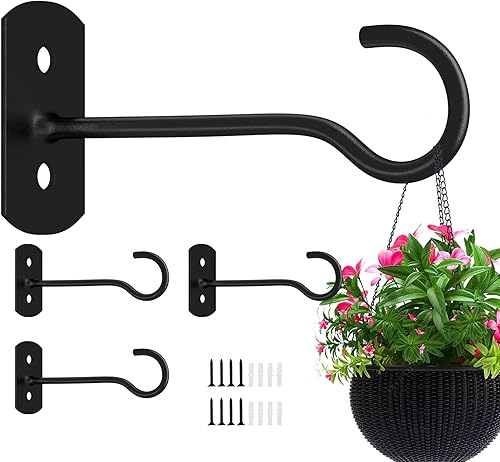 Soporte colgante para plantas de 6 pulgadas, paquete de 4 ganchos de metal para plantas, gancho decorativo de pared para colgar linternas, comedero
