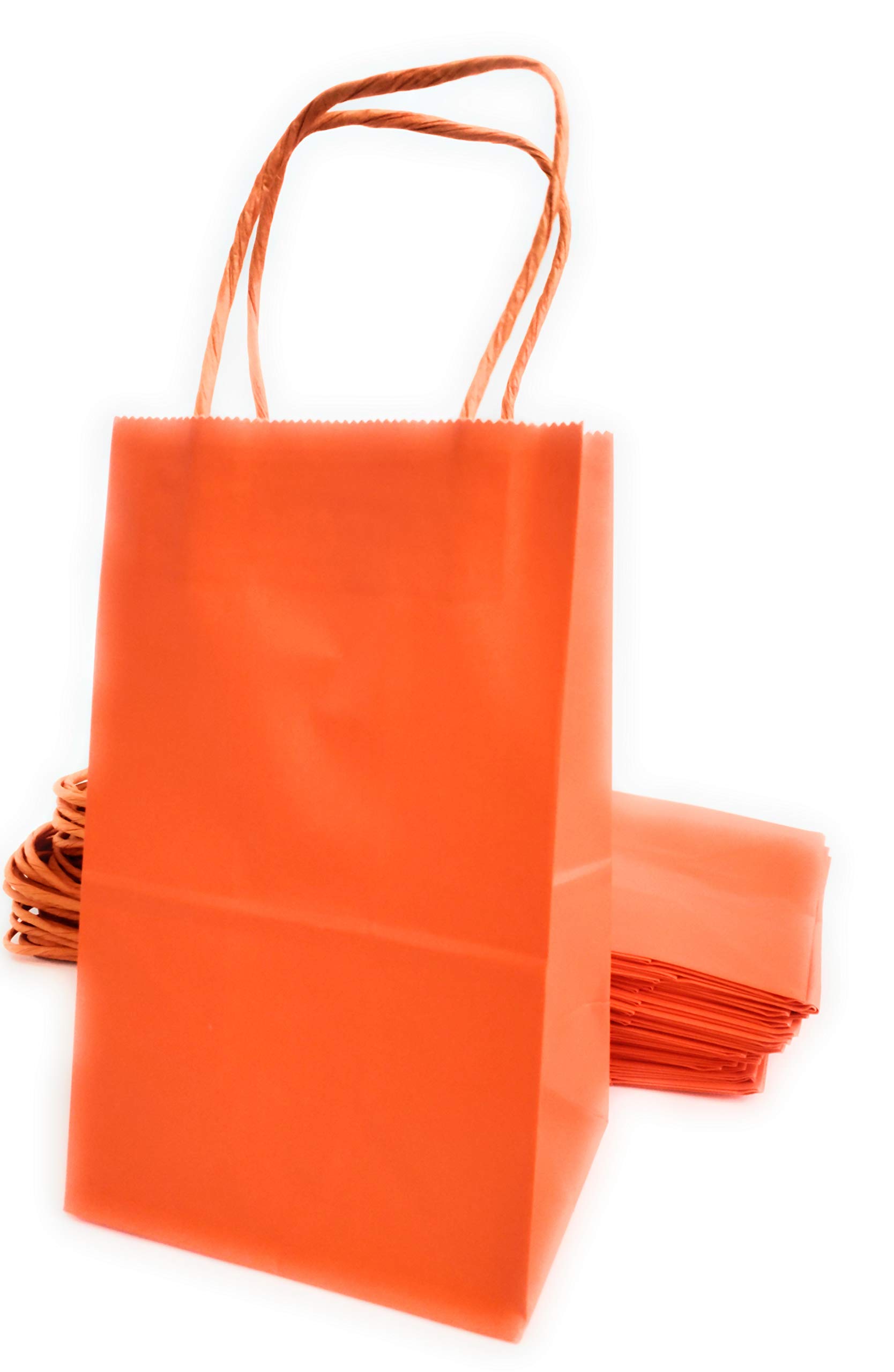 kelkaaParty Kraft Bags 24pcs 5.25x3.5x8.5 Inches, Paper Bags with Handles for Birthday, Wedding Party Favors, Bachelorette Party, Paper Tote Bags for Any Party Themes, Small Orange