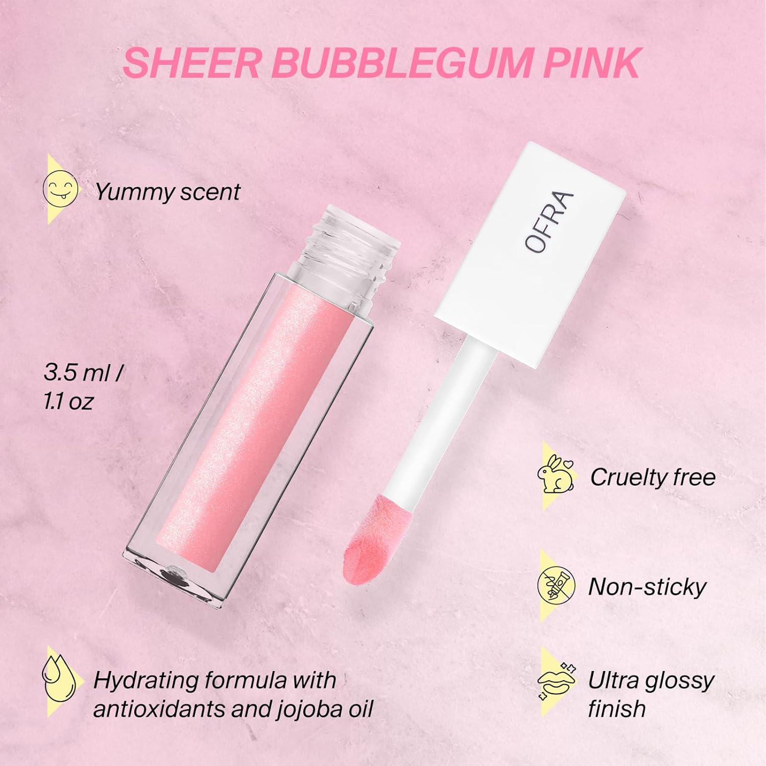 Ofra Lip Gloss - Glossip | Non Sticky, Ultra-Glossy Lip Gloss | Long Lasting Formula for a Smooth, Hydrated Finish | 3.5ml/1.1oz - Image 6