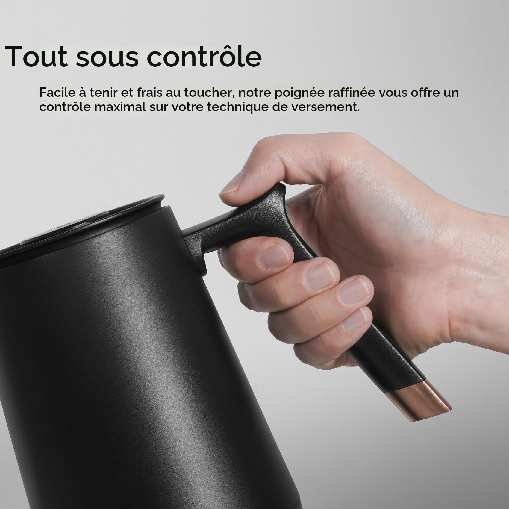 TIMEMORE Bouilloire en acier inoxydable à col de cygne, Fish Smart Coffee Electric Kettle 600ML Avec réglage de la température pour Coffee Tea Brewing, Home Edition Black, 192s Rapide à 88°C