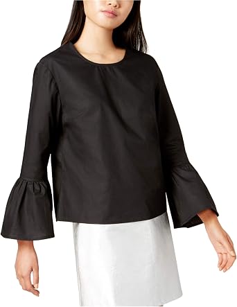 GLAM Womens Bell Sleeve Knit Blouse, Black, X-Small