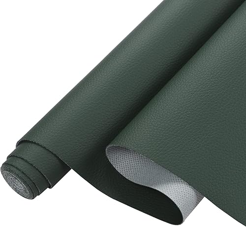 Hojas de piel sintética de color sólido con textura de lichi, 13.8 x 53 pulgadas, rollo de piel sintética suave muy adecuado para hacer