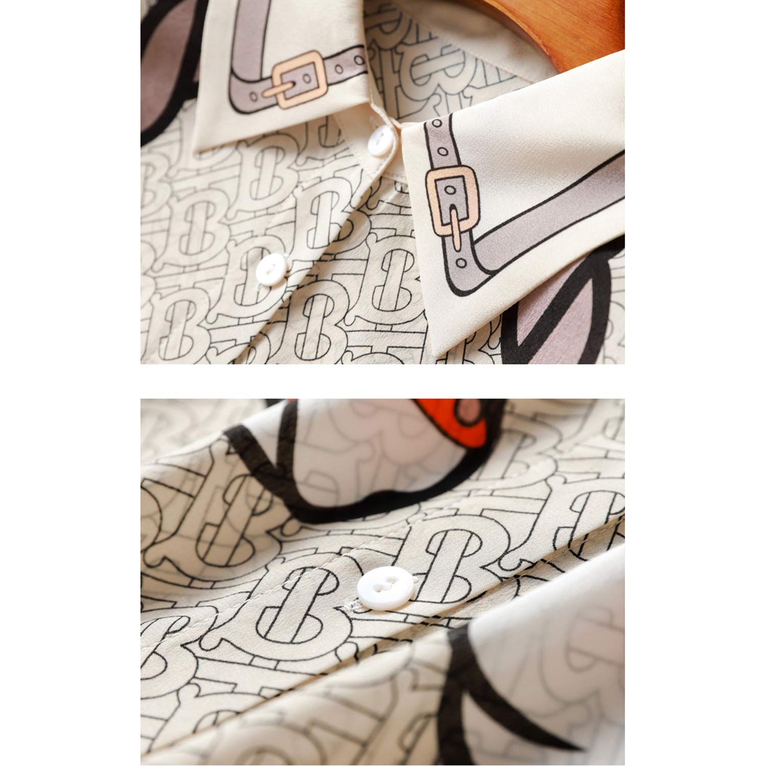 Camicia A Maniche Lunghe di Seta A Maniche Lunghe, Camicia retrò da Donna, Blusa Casual