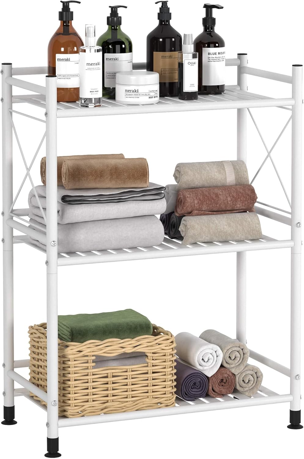 Amazon.com: TZAMLI 3 Tier Shelving Unit, Metal Bathroom Storage Shelves ...
