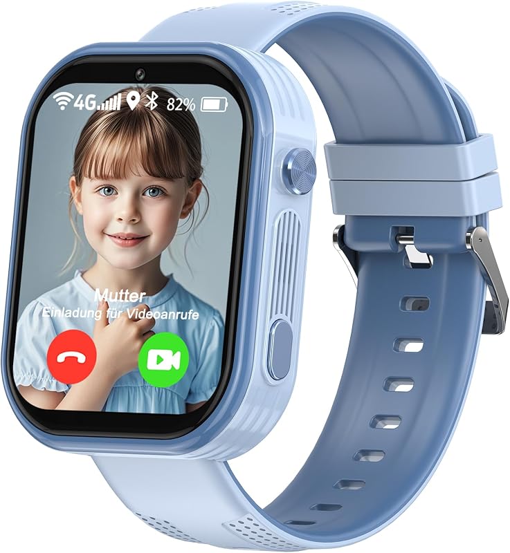 clleylise Gyerek Okosóra GPS-szel és Telefonnal, 4G Smartwatch Hangüzenet SOS IP68 Vízálló Játék Ébresztő Érintőképernyő Fiúknak Lányoknak 4