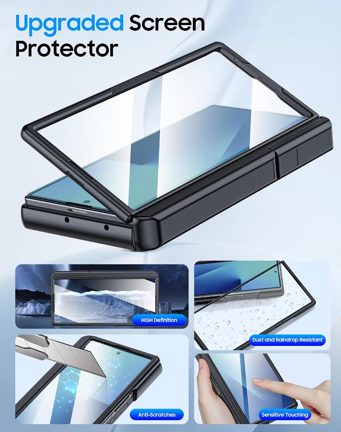 for Samsung Galaxy Z Fold 7 Case with Card Holder RFID Blocking, Built in Slide Lens Cover & Hinge Protection & Kickstand & Screen Protector, Shockproof Wallet Case for Z Fold 7 (Black)