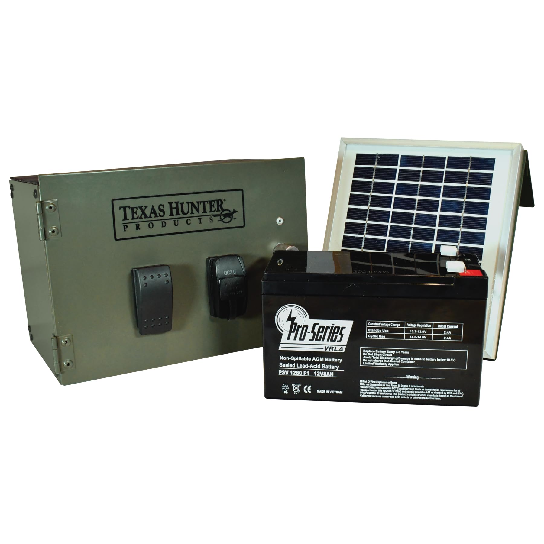 Texas Hunter Universal Power Shelf for Hunting Blinds - with 12 Volt Battery and Solar Panel