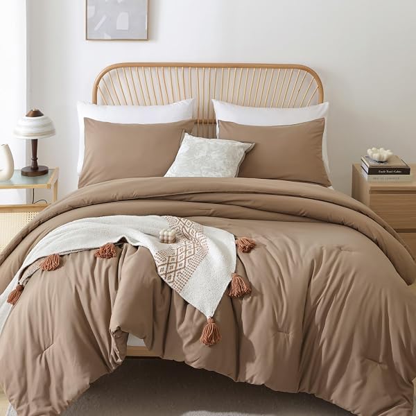 ROSGONIA Oversized Queen Comforter, Dark Khaki, 98x98 Soft Bedding Quilt