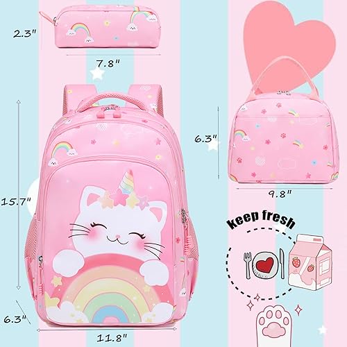 Miniatura 6 de Mochila de escuela primaria para niñas con lonchera, mochila de regreso a clases