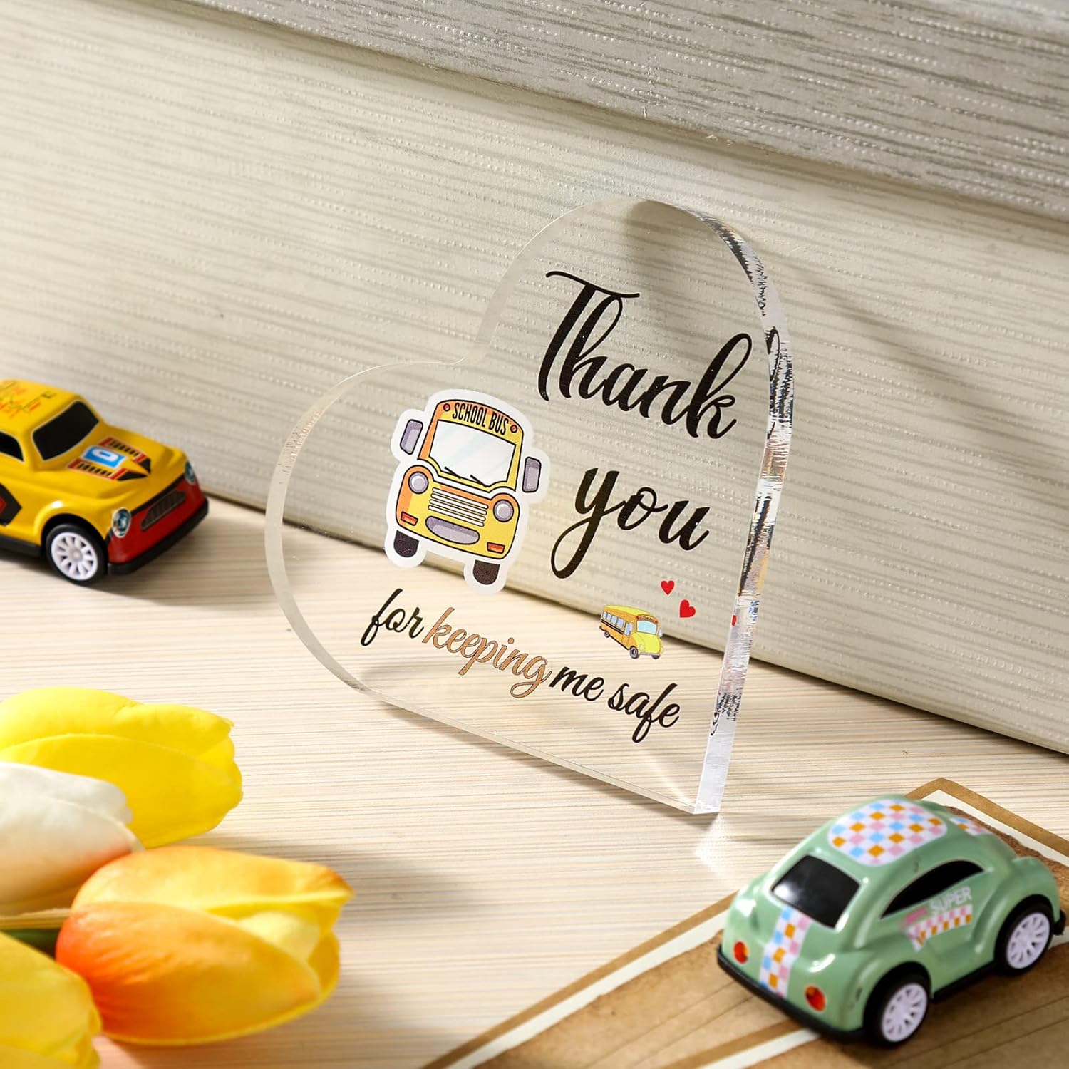 Tatuo School Bus Driver Appreciation Gifts for Men Women Acrylic Heart Appreciation Back to School Gifts Graduation Birthday Gift for Bus Driver(Thank You,5.9 x 5.9 Inch) - Image 7
