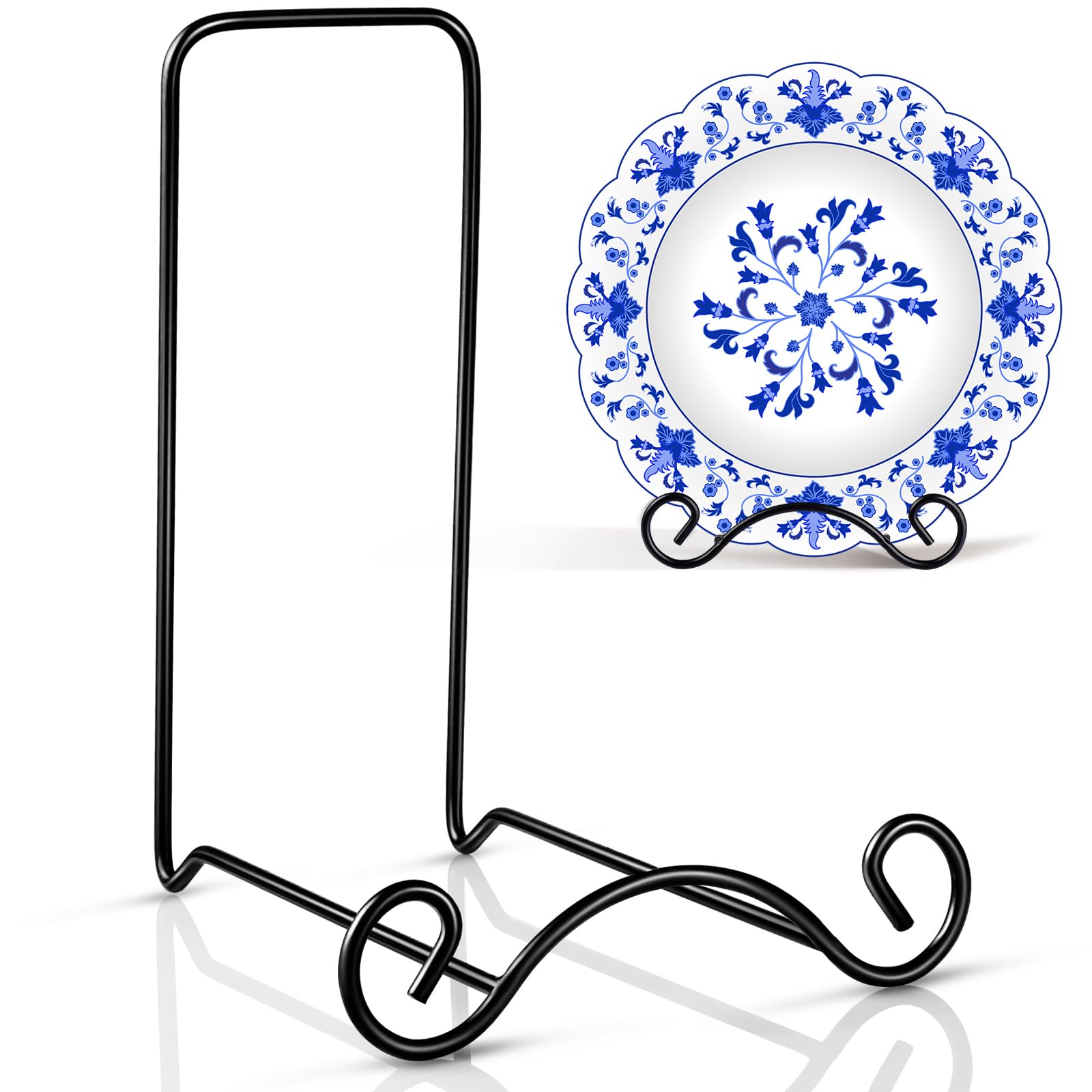 Baderke Wrought Iron Bowl Deep Platter Stand Detachable Metal Scroll Display Rack Easel Metal Bowl Display Stand Decorative Display Holder Dish Picture Display Easel, 6.5