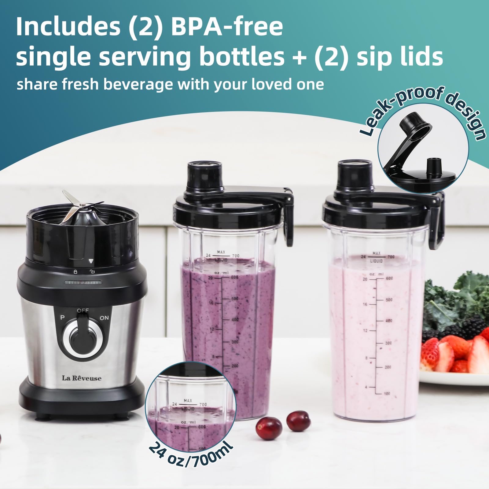 Amazon.com: La Reveuse 400W Stainless Steel Smoothie Blender + La